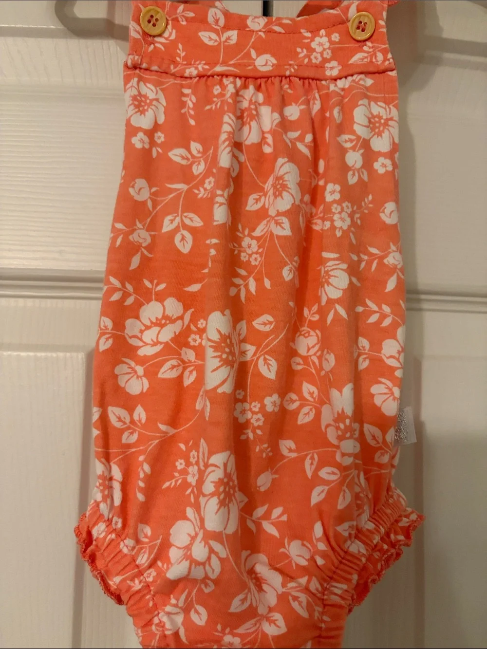 Duck Duck Goose  Floral Sleeveless Baby Romper with Button Straps